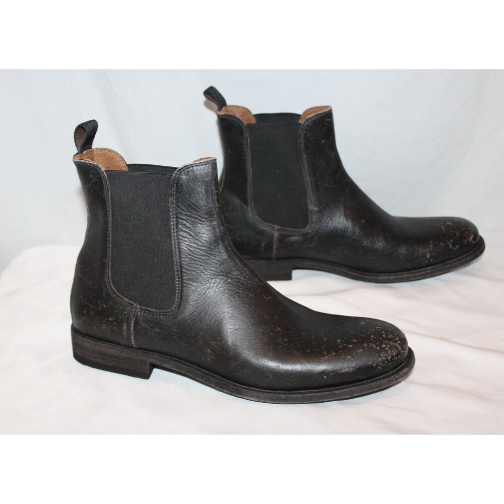 Frye Tyler Chelsea Boots Men's 12 D Black Leather Distressed Lug Sole Boots $268
